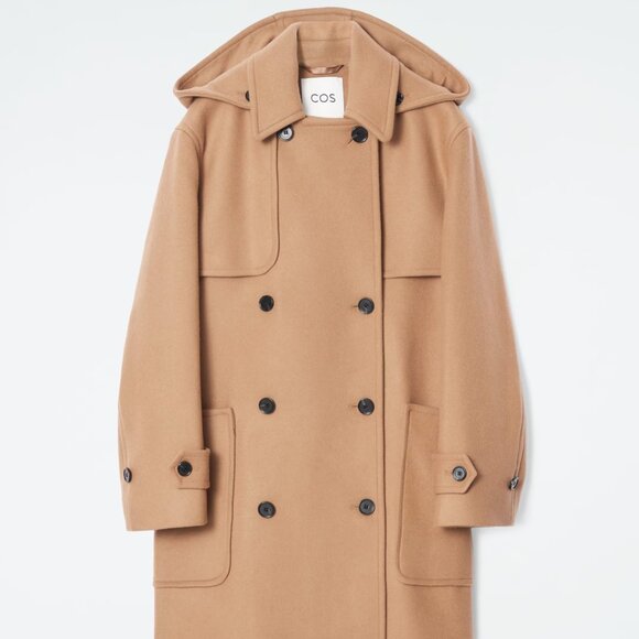 COS Jackets & Blazers - COS HOODED WOOL LONG DUFFLE COAT - CAMEL